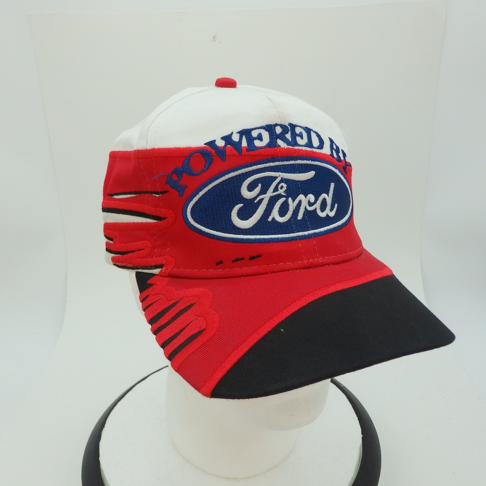 Ford Powered By Ford Racing Embroidered Baseball Cap White Red Black - Picture 9 of 15